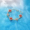5 flower star & clover bracelet 925 silver diamond natural stone new 5 flower star & clover bracelet 925 silver diamond natural stone new