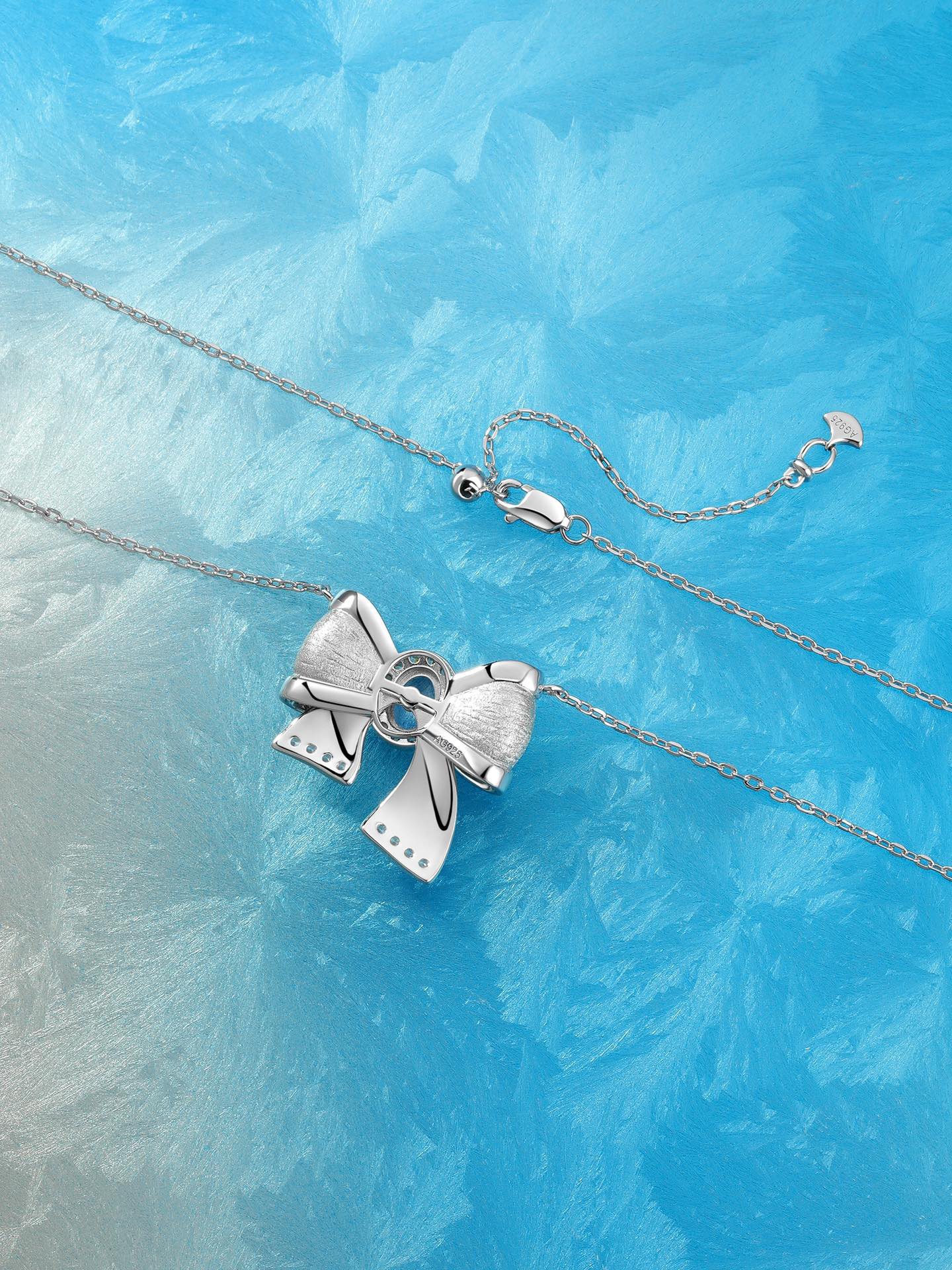 princess style bow necklace | pink diamond & 925 silver new arrival