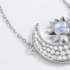 sun moon star necklace s925 silver blue moonstone pendant collarbone