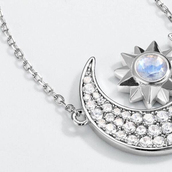 sun moon star necklace s925 silver blue moonstone pendant collarbone