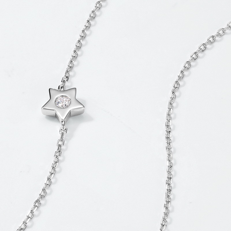 sun moon star necklace s925 silver blue moonstone pendant collarbone
