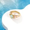详情-9 4 Prong Ruby Cabochon Ring 925 Silver Vintage Paraiba Style Luxury