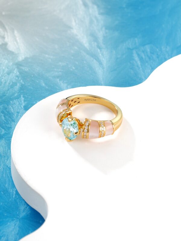 详情-9 4 Prong Ruby Cabochon Ring 925 Silver Vintage Paraiba Style Luxury