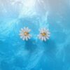 详情-9 GD Style Daisy Earrings 925 Silver Yellow & Pink Blue Diamond Pave