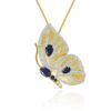 Butterfly Brooch Pendant Convertible S925 Silver Topaz & Blue Sapphire