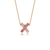 详情-3 Pink Sapphire X Cross Necklace 925 Silver Full Pave Liens Inspired