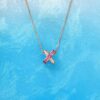 详情-6 Pink Sapphire X Cross Necklace 925 Silver Full Pave Liens Inspired