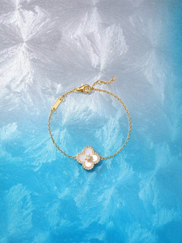 详情-7 Hexagram Star & Clover Bracelet 925 Silver Natural Stone Luxury Dainty